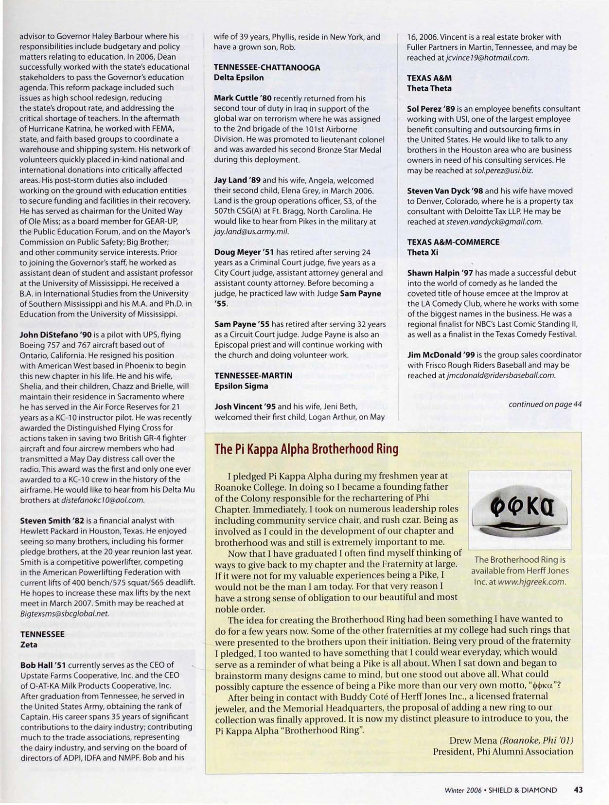 The Pi Kappa alpha Brotherhood Ring